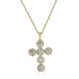 14K Diamond Halo Cross Necklace-Necklaces-Maurice's Jewelers-Yellow Gold-