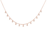 14K Rose Gold Diamond Drop Dangle Necklace
