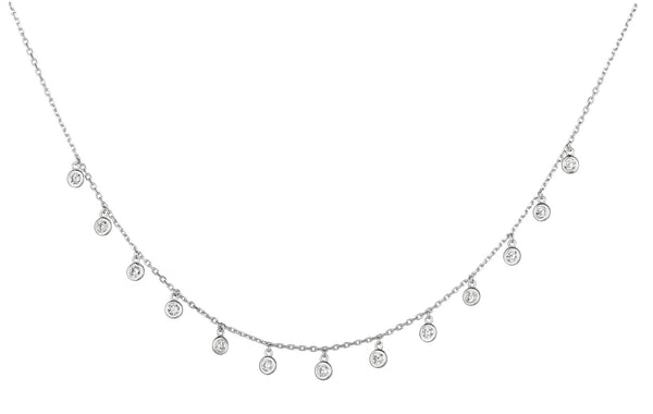 14K White Gold Diamond Drop Necklace-Necklaces-IJM-WHITE GOLD-