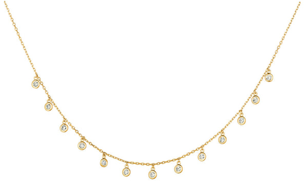 14K White Gold Diamond Drop Necklace