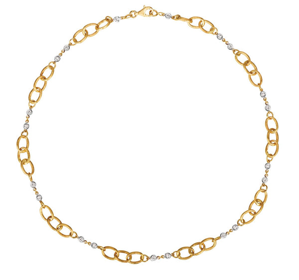 14K White & Yellow Gold Diamond Link Necklace