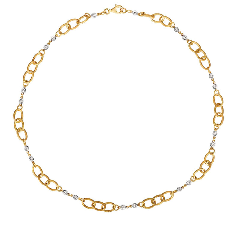 14K White & Yellow Gold Diamond Link Necklace-EARRINGS-IJM-