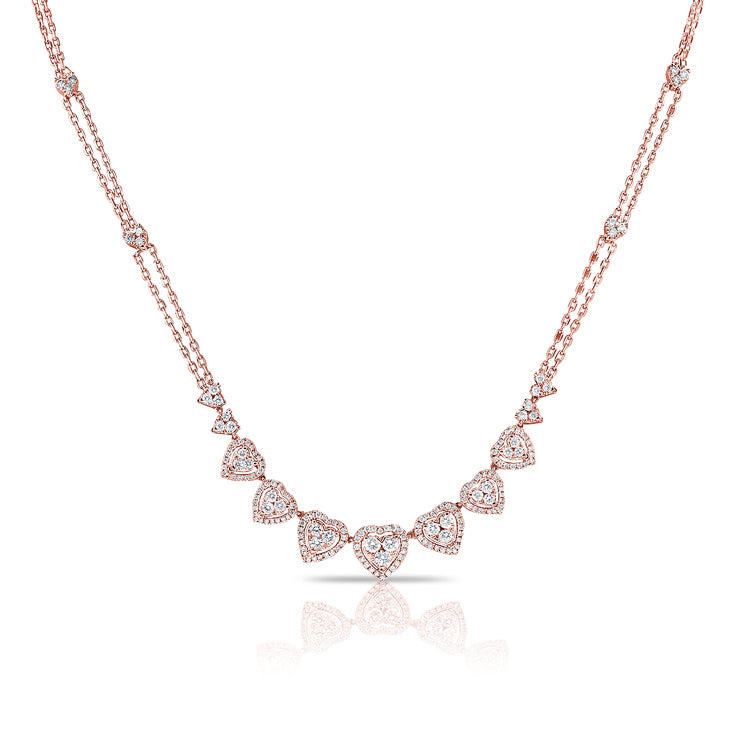 14K Rose Gold Fancy Diamond Heart Necklace-Necklaces-Maurice's Jewelers-