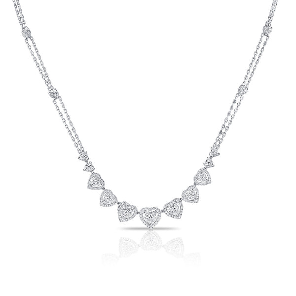 14K White Gold Fancy Diamond Heart Necklace-Necklaces-aaron jewelry-