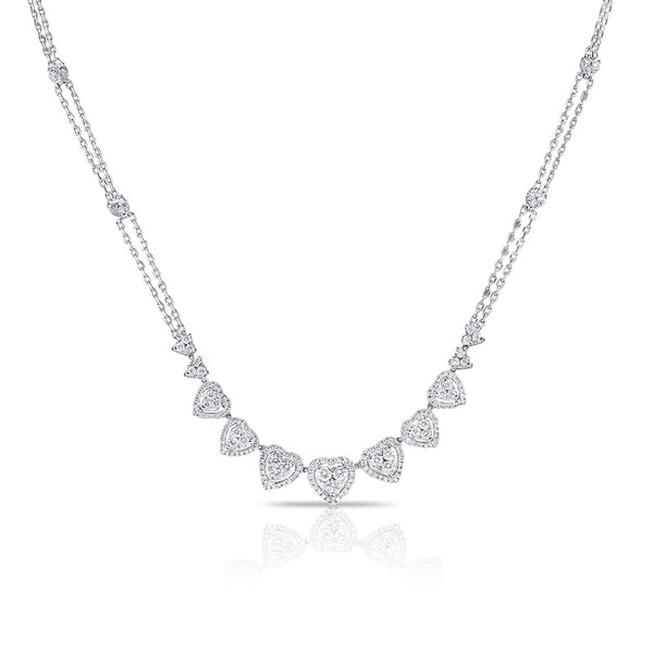 14K White Gold Fancy Diamond Heart Necklace