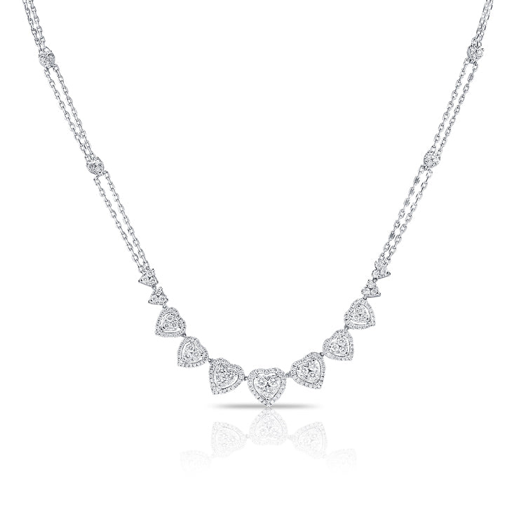 14K White Gold Fancy Diamond Heart Necklace-Necklaces-aaron jewelry-