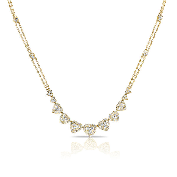 14K Yellow Gold Fancy Diamond Heart Necklace