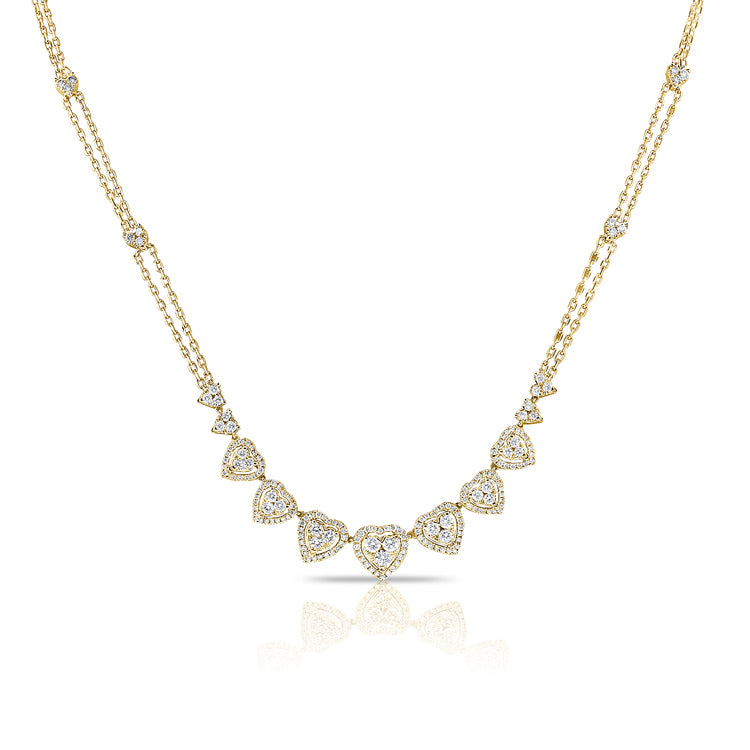 14K Yellow Gold Fancy Diamond Heart Necklace