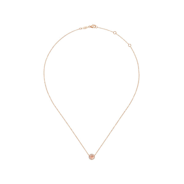 14K Rose Gold Diamond and Morganite Necklace-Necklaces-gabriel & co-