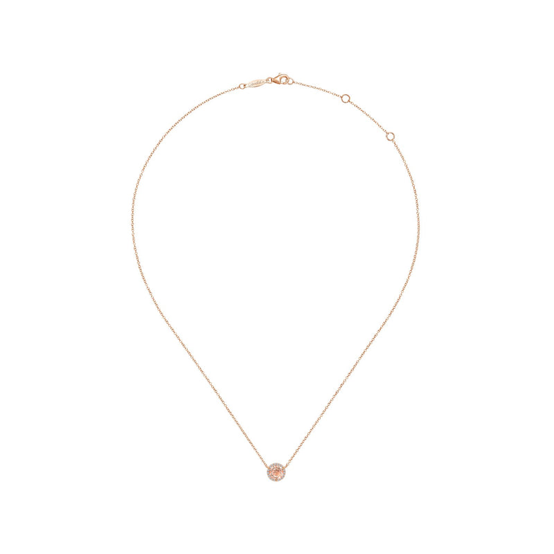 14K Rose Gold Diamond and Morganite Necklace