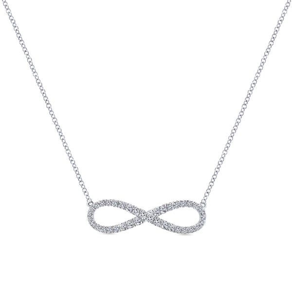 14K White Gold Diamond Infinity Necklace-Necklaces-gabriel & co-