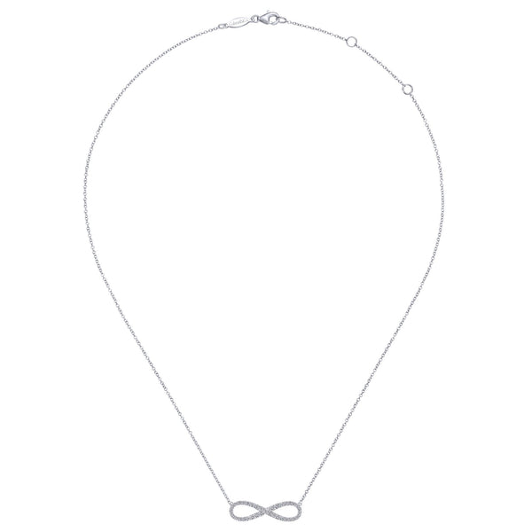 14K White Gold Diamond Infinity Necklace-Necklaces-gabriel & co-