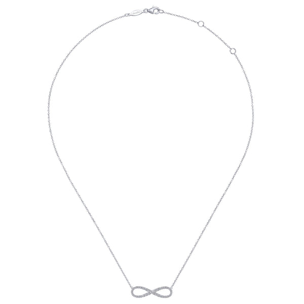 14K White Gold Diamond Infinity Necklace