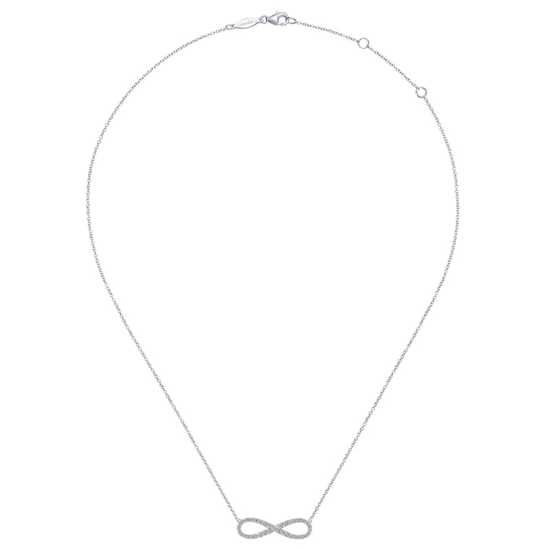 14K White Gold Diamond Infinity Necklace