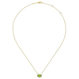 14K Yellow Gold Diamond Oval Halo + Peridot Necklace