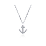 14K White Gold Diamond Anchor Necklace-Necklaces-gabriel & co-
