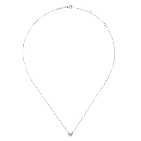 14K White Gold Diamond Petite Heart Necklace