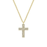 14K Yellow Gold Diamond Cross Necklace-Necklaces-gabriel & co-
