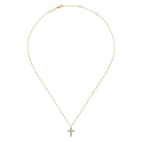 14K Yellow Gold Diamond Cross Necklace-Necklaces-gabriel & co-