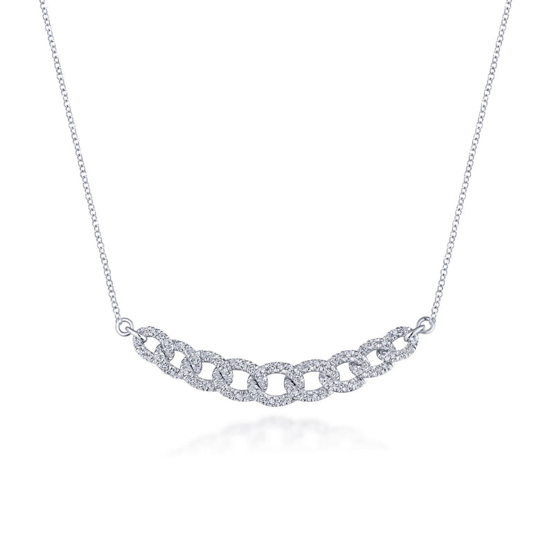 14K White Gold Diamond Link Necklace