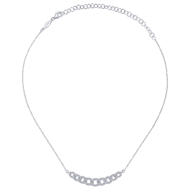 14K White Gold Diamond Link Necklace