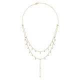 14K Yellow Gold Diamond Double Row Dangle Drop Necklace-Necklaces-gabriel & co-