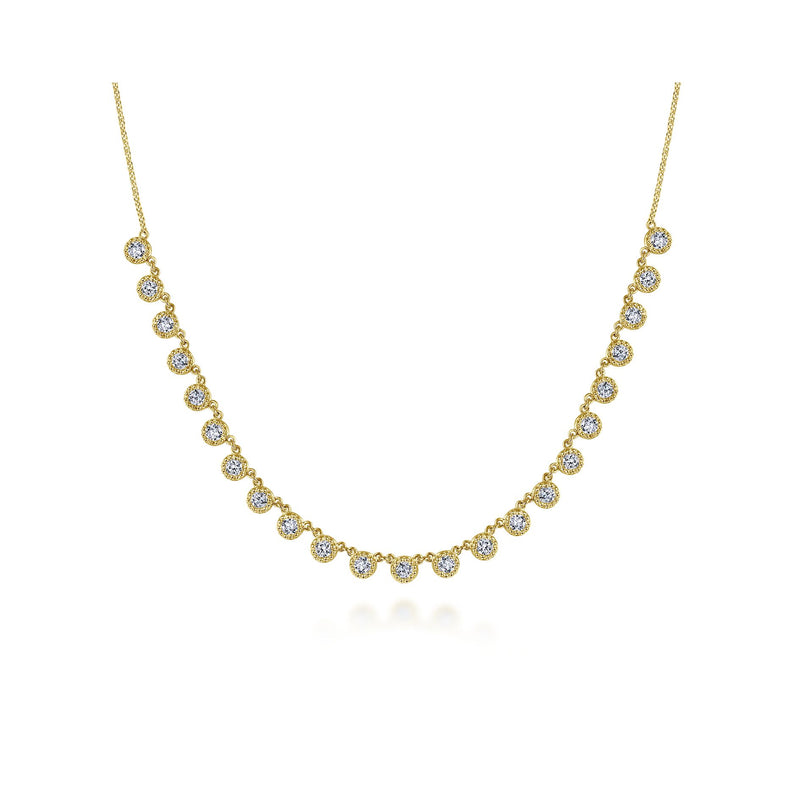 14K Yellow Gold Diamond Choker Adjustable Necklace