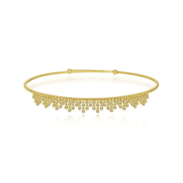 14K Yellow Gold Diamond Fancy Dangle Choker Necklace-Necklaces-gabriel & co-