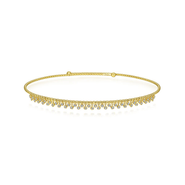 14K Yellow Gold Diamond Dangle Choker Necklace-Necklaces-gabriel & co-