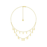 14K Yellow Gold Double Row Dangle Necklace