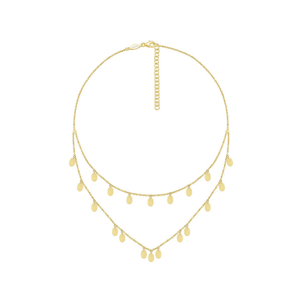 14K Yellow Gold Oval Disc Dangle Necklace-Necklaces-gabriel & co-