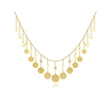 14K Yellow Gold Dangle Disc Necklace