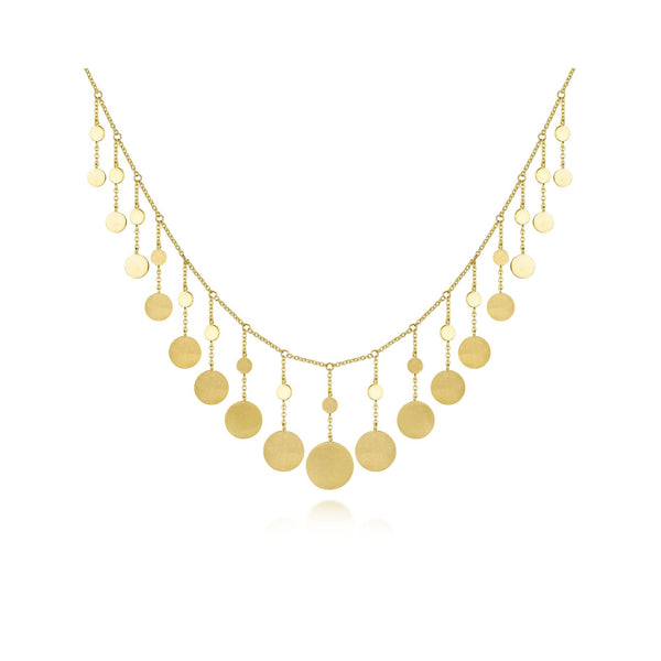 14K Yellow Gold Dangle Disc Necklace-Necklaces-gabriel & co-