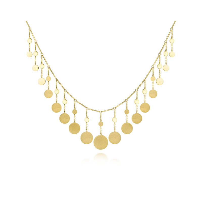 14K Yellow Gold Dangle Disc Necklace