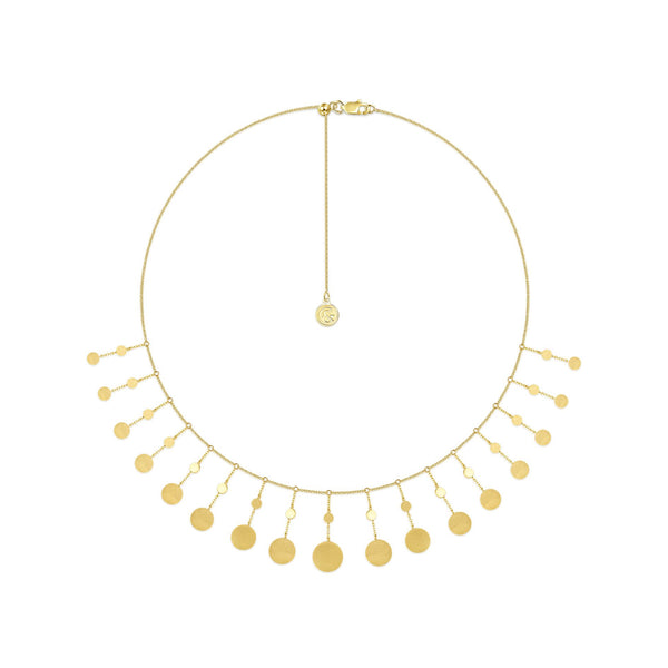 14K Yellow Gold Dangle Disc Necklace-Necklaces-gabriel & co-
