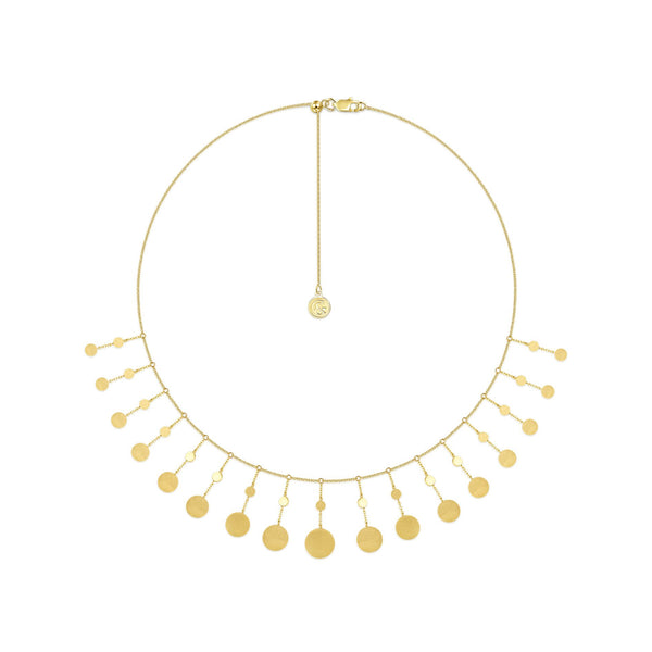 14K Yellow Gold Dangle Disc Necklace