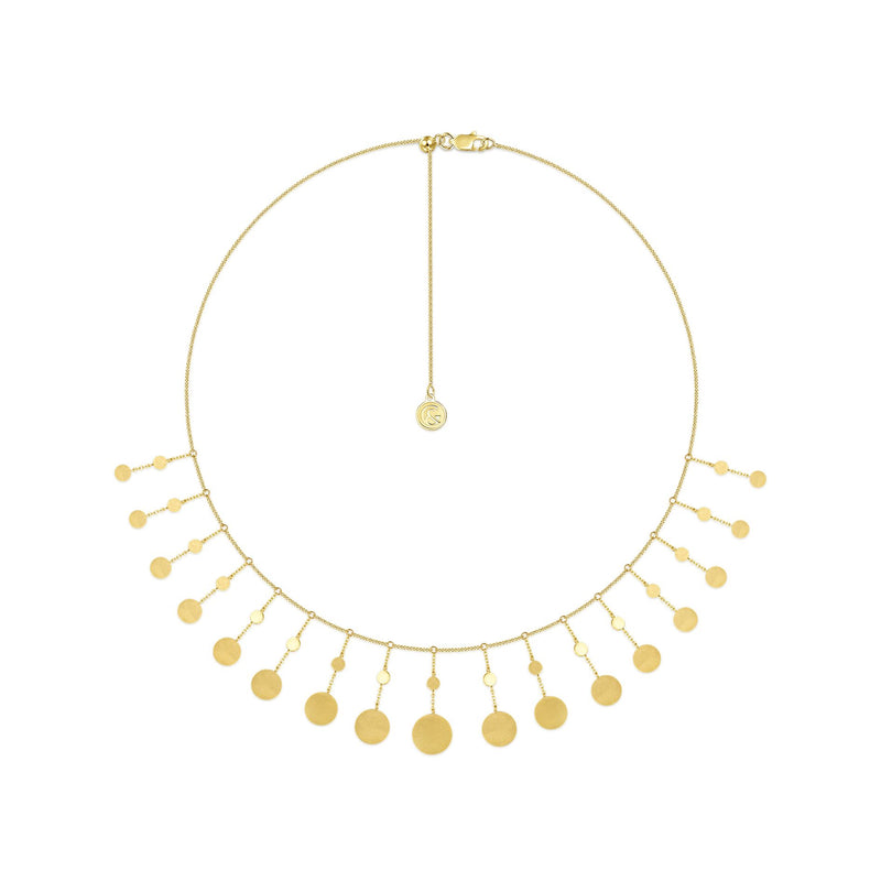 14K Yellow Gold Dangle Disc Necklace