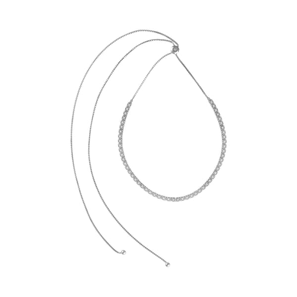 14K White Gold Diamond Bolo Necklace-Necklaces-VIMCO DIAMOND CORP-