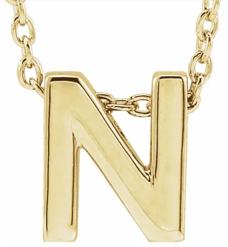 14K Yellow Plain Uppercase Initial Necklace-Necklaces-Maurice's Jewelers-N-