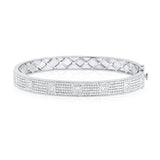 14K White Gold Diamond Pave Hinged Bangle