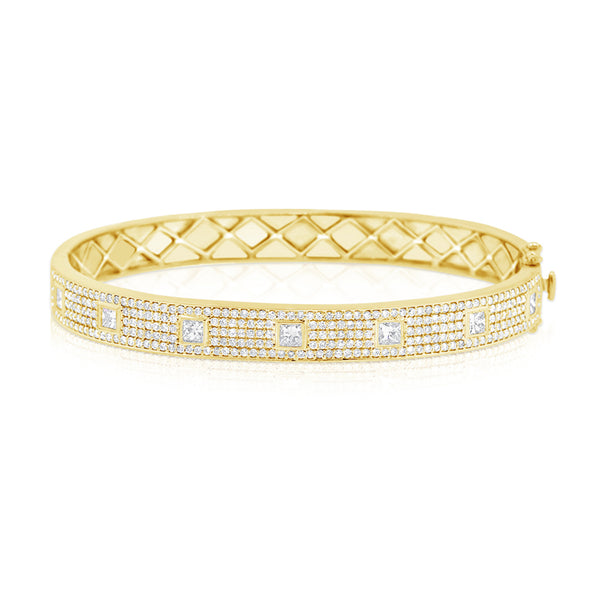 14K White Gold Diamond Pave Hinged Bangle-Bracelets-Maurice's Jewelers-Yellow Gold-