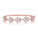 14K Yellow Gold Diamond Flower Bangle-Bracelets-aaron jewelry-ROSE GOLD-
