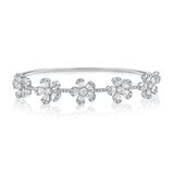 14K Yellow Gold Diamond Flower Bangle