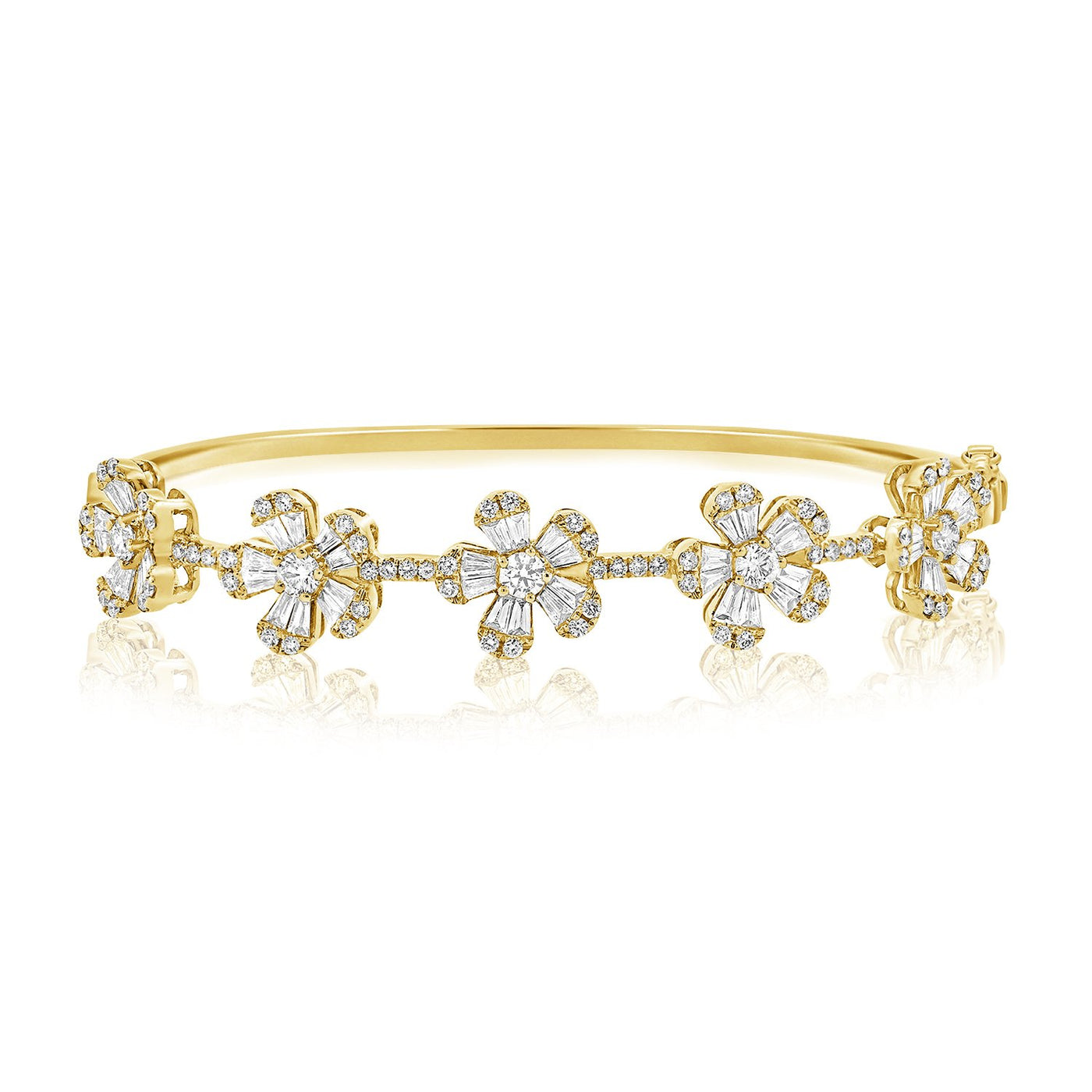 14K White Gold Diamond Flower Bangle – Maurice's Jewelers