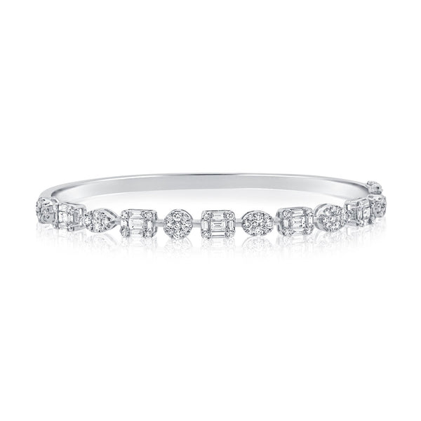 14K Yellow Gold Diamond Multi Shape Bangle-Bracelets-aaron jewelry-WHITE GOLD-
