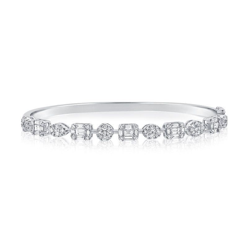 14K Yellow Gold Diamond Multi Shape Bangle-Bracelets-aaron jewelry-WHITE GOLD-