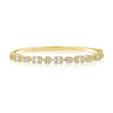 14K Yellow Gold Diamond Multi Shape Bangle-Bracelets-aaron jewelry-YELLOW GOLD-