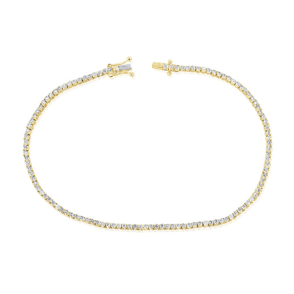 14K Yellow Gold Diamond Petite Tennis Bracelet-Bracelets-aaron jewelry-YELLOW GOLD-