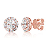 14K Rose Gold Diamond Cluster Disc Earrings