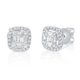 14K Yellow Gold Diamond Cluster Earrings-EARRINGS-aaron jewelry-WHITE GOLD-